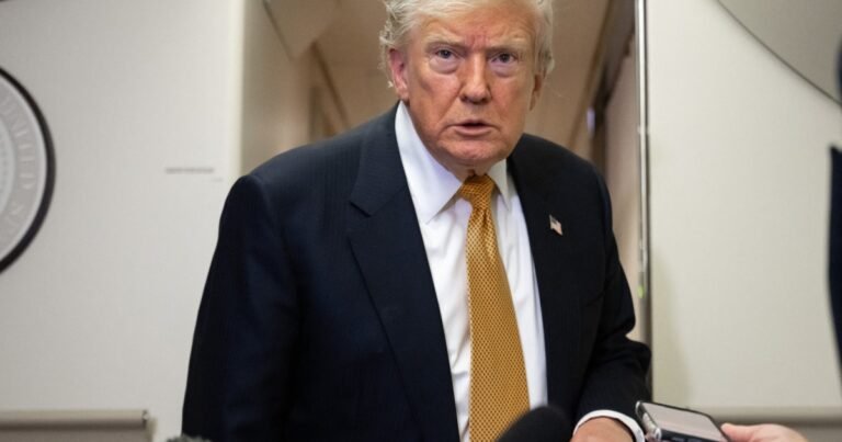 Дональд Трамп, президент США, на тлі мит на дрони та питань нацбезпеки.