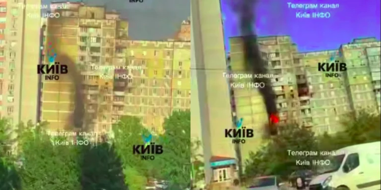 Київ: Шахед влучив у житловий будинок, спричинивши пожежу. Одна людина постраждала.