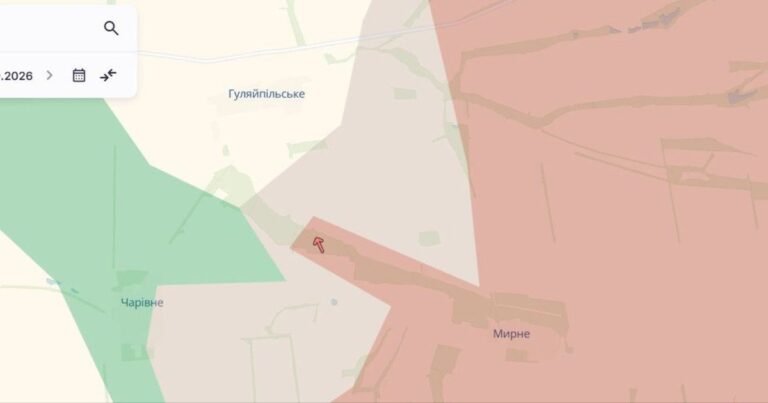 Карта бойових дій Запорізької області, що ілюструє просування російських військ за даними DeepState