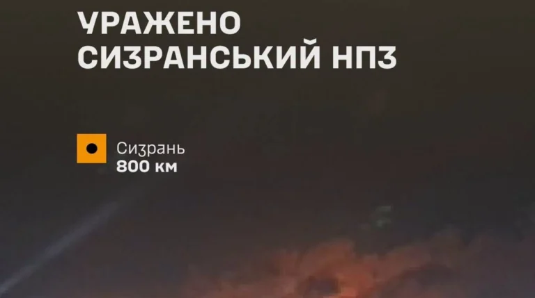 Пожежа на російському нафтопереробному заводі або підприємстві з виробництва дронів.