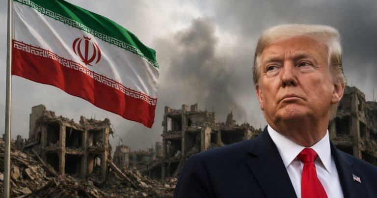 Президент США Дональд Трамп на тлі американського прапора, США розглядають військові сценарії проти Ірану після виборів.